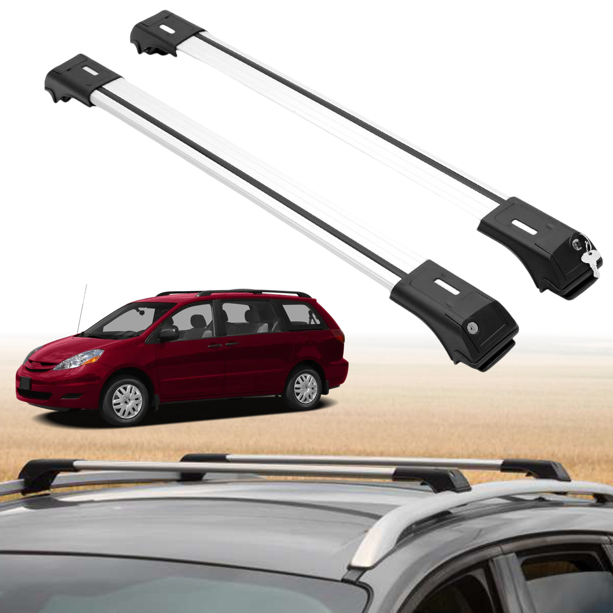 2004-2010 Toyota Sienna Roof Rack Cross Bars - Lockable | ERKUL